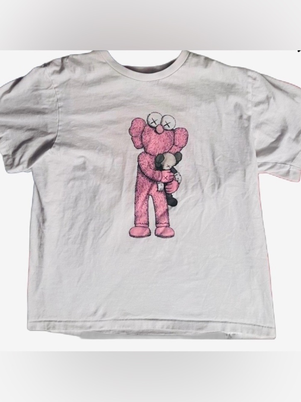 KAWS + Uniqlo White Tee with Pink Character Print